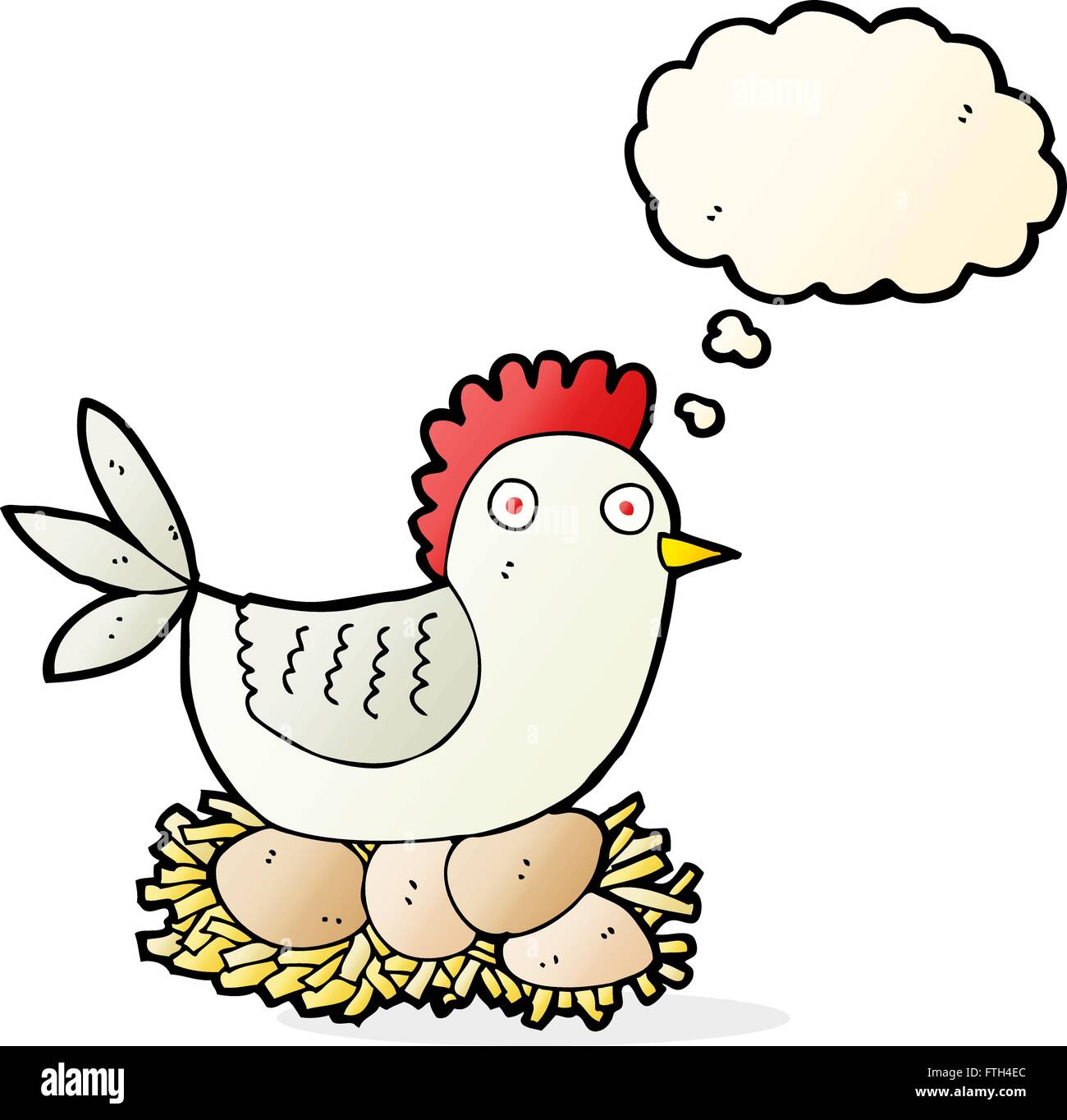 Caricature sur les oeufs de poule avec bulle pensée Illustration de Vecteur