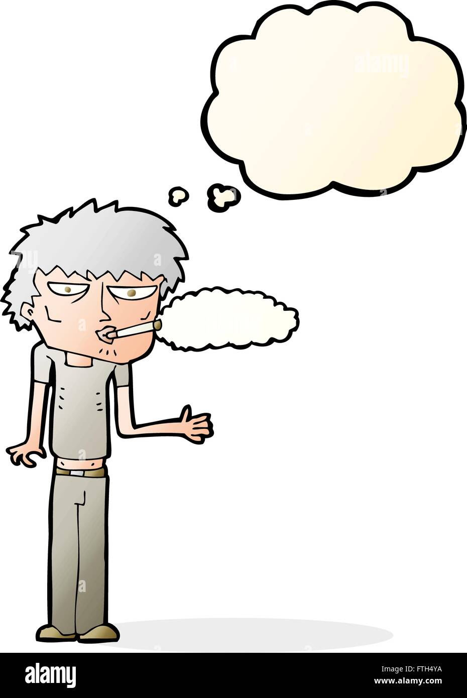 Caricature fumeur avec bulle pensée Illustration de Vecteur