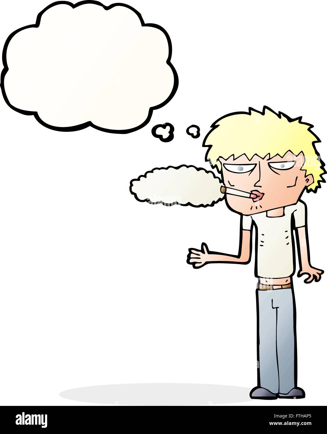 Caricature fumeur avec bulle pensée Illustration de Vecteur