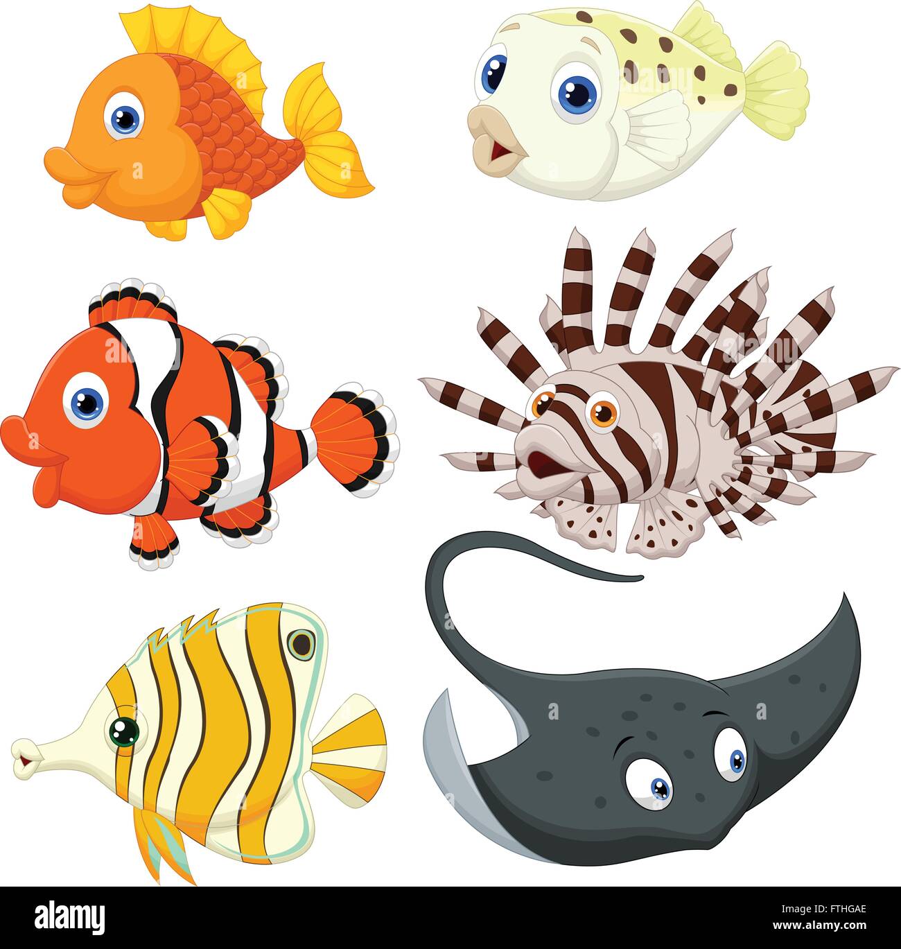 Caricature de poissons tropicaux Illustration de Vecteur