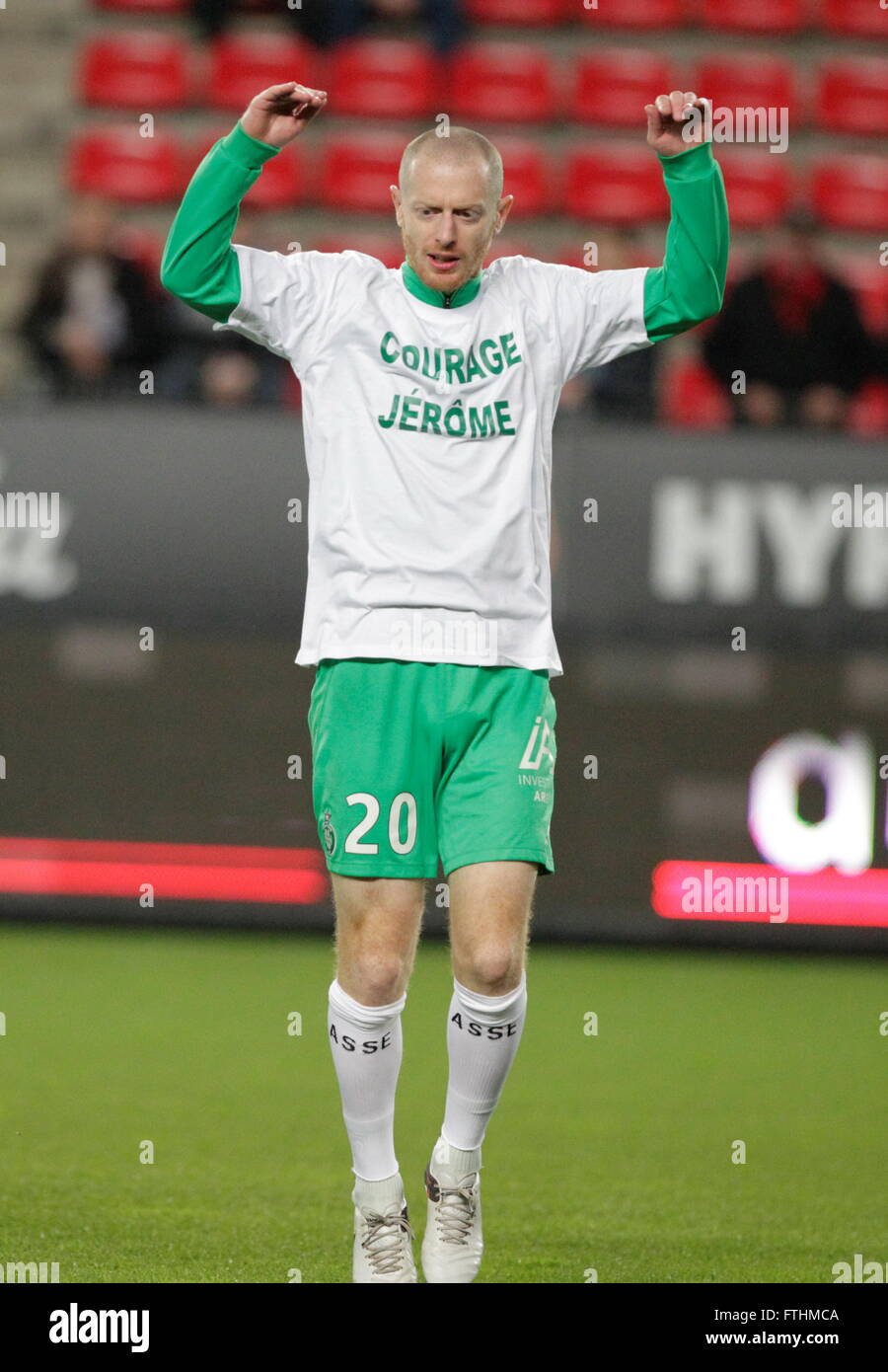 Rennes - 4 février : Jonathan Brison comme Saint Etienne d'echauffement pendant le match entre le Stade Rennais Banque D'Images