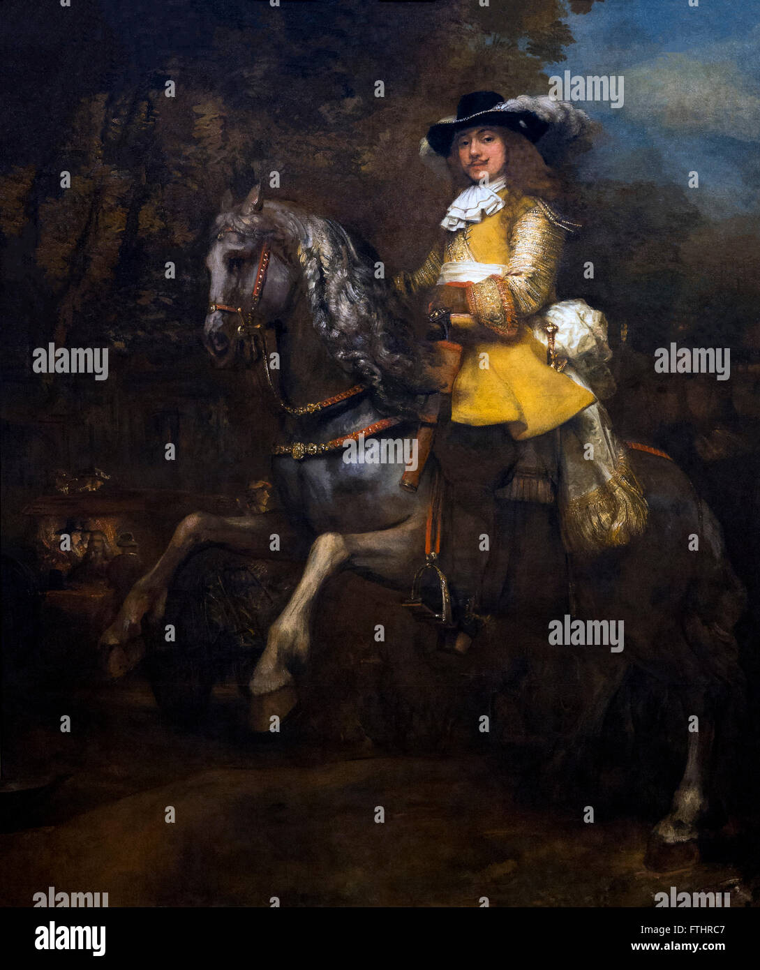 Portrait de Frederick Rihel à cheval, de Rembrandt, vers 1663, Banque D'Images