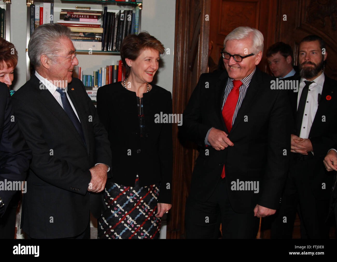 Suisse, autrichien, allemand et luxembourgeois se rencontrent au ministère des Affaires étrangères pour discuter de la crise des réfugiés en Europe comprend : Heinz Fischer, Simonetta Sommaruga, Myriam, Frank-Walter Steinmeier, où : la ville de Luxembourg, Luxembourg Quand : 26 Banque D'Images