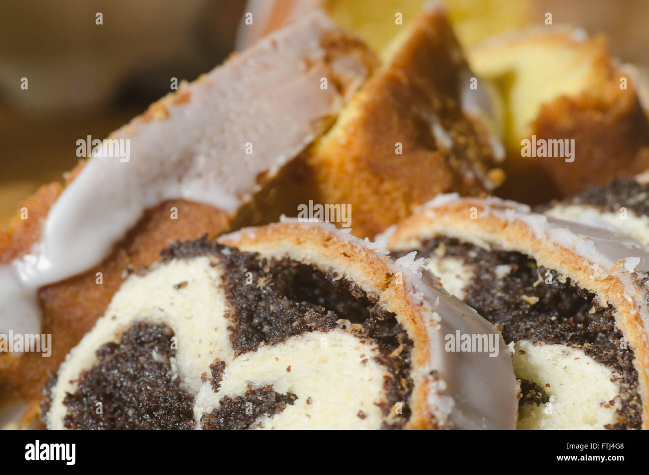 Morceaux de gâteau sur une assiette Banque D'Images
