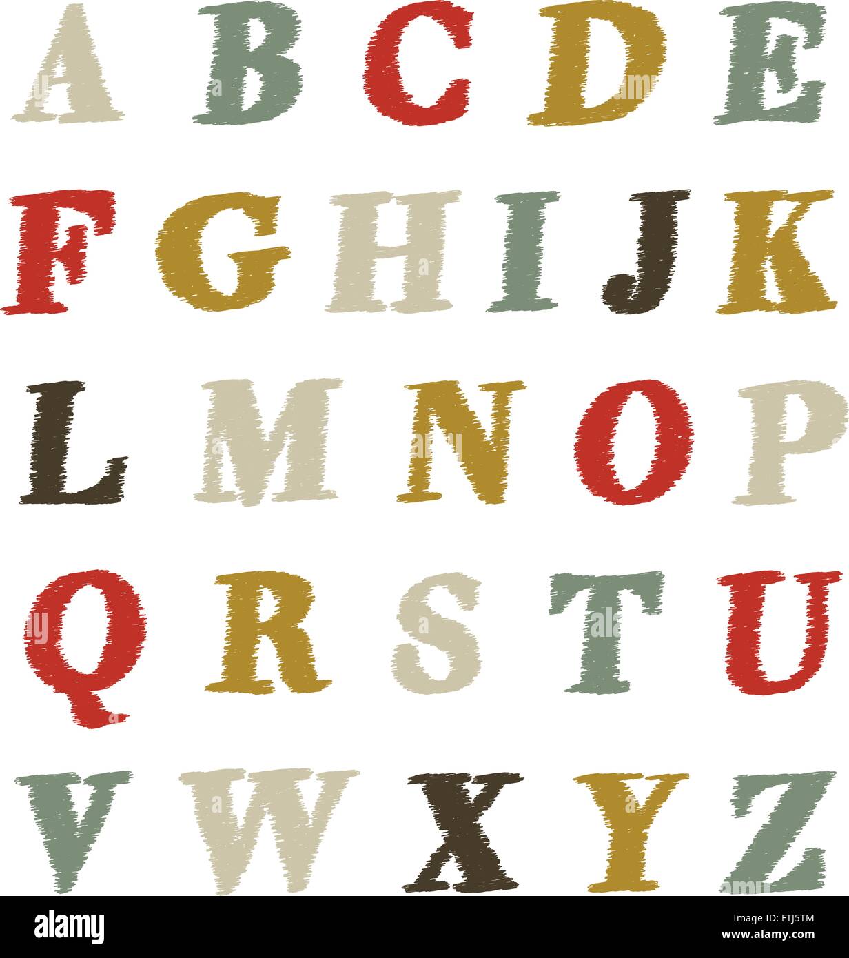 Ensemble style gribouillis abc. Alphabet rétro hand drawn vector. Illustration de Vecteur