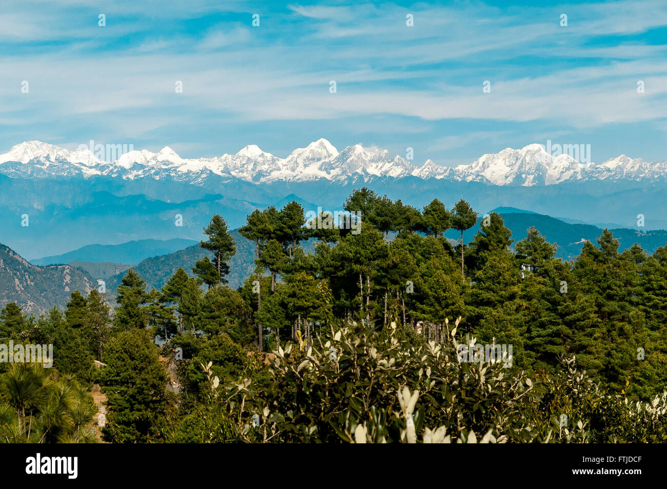 Majestueuses montagnes de l'Himalaya vu de Daman village près de Katmandou, Népal Banque D'Images