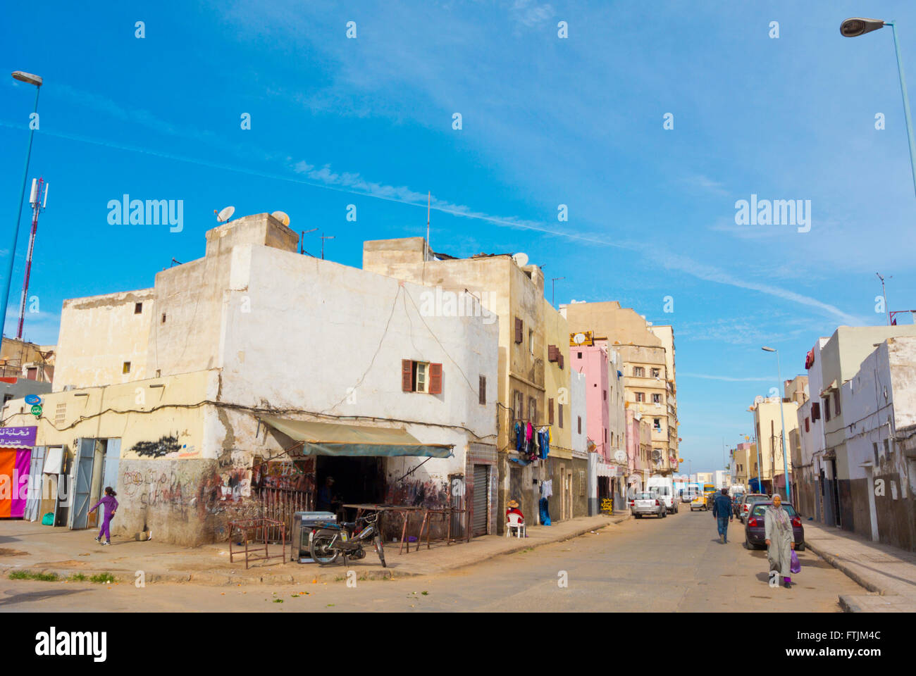 Rue Abda, près de mosquée Hassan II, Casablanca, Maroc, Afrique du Nord Banque D'Images