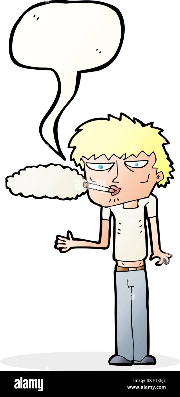 Caricature fumeur avec bulle Illustration de Vecteur