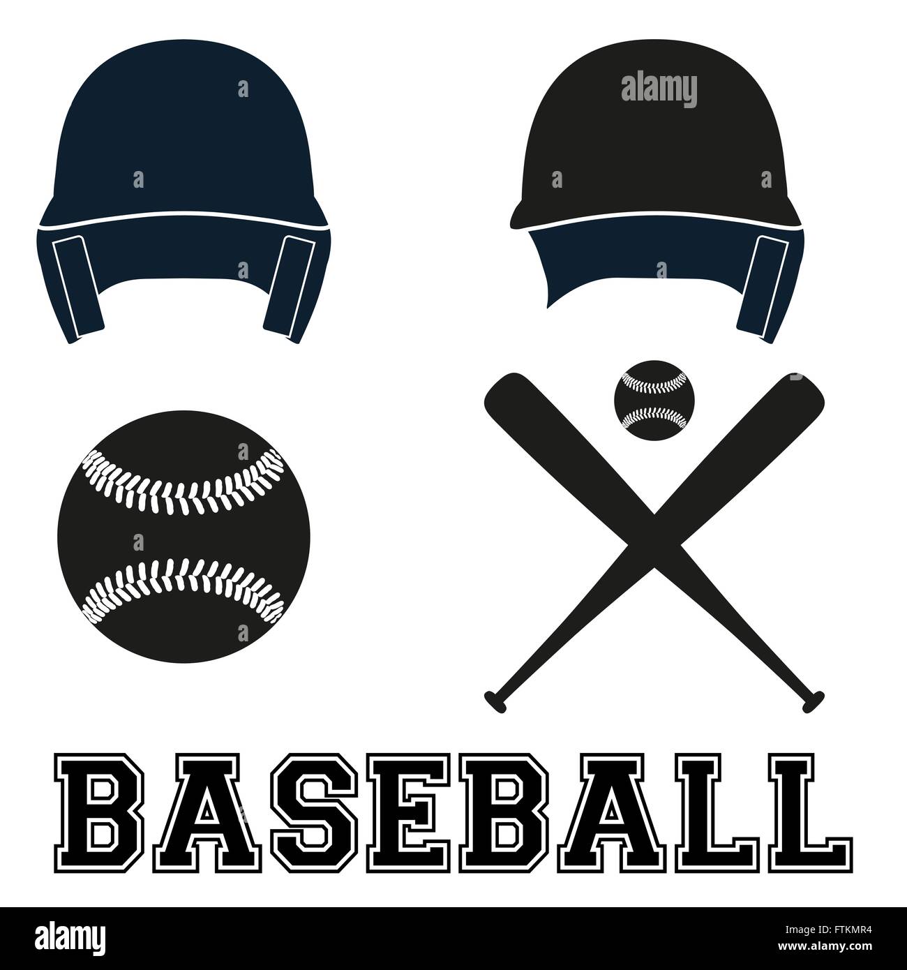 Symboles de base-ball. Style plat Illustration de Vecteur