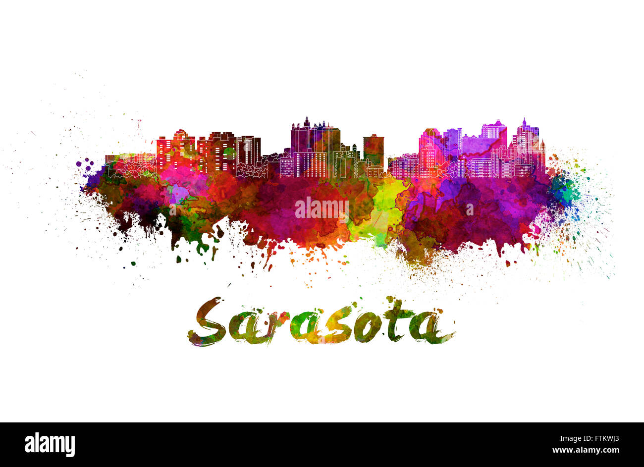 Sarasota, en éclaboussures aquarelle with clipping path Banque D'Images