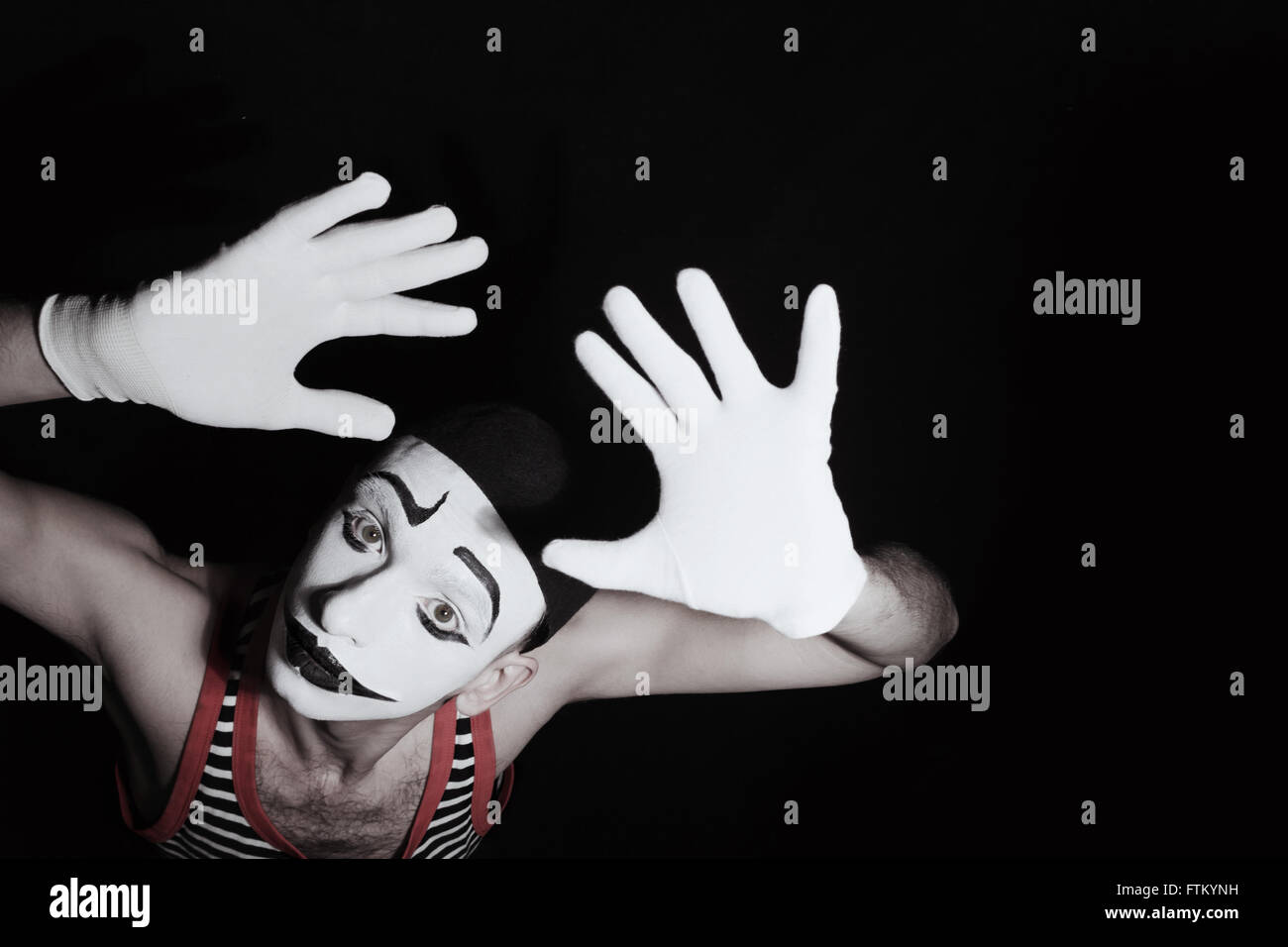 Visage de l'acteur mime triste avec du maquillage Banque D'Images