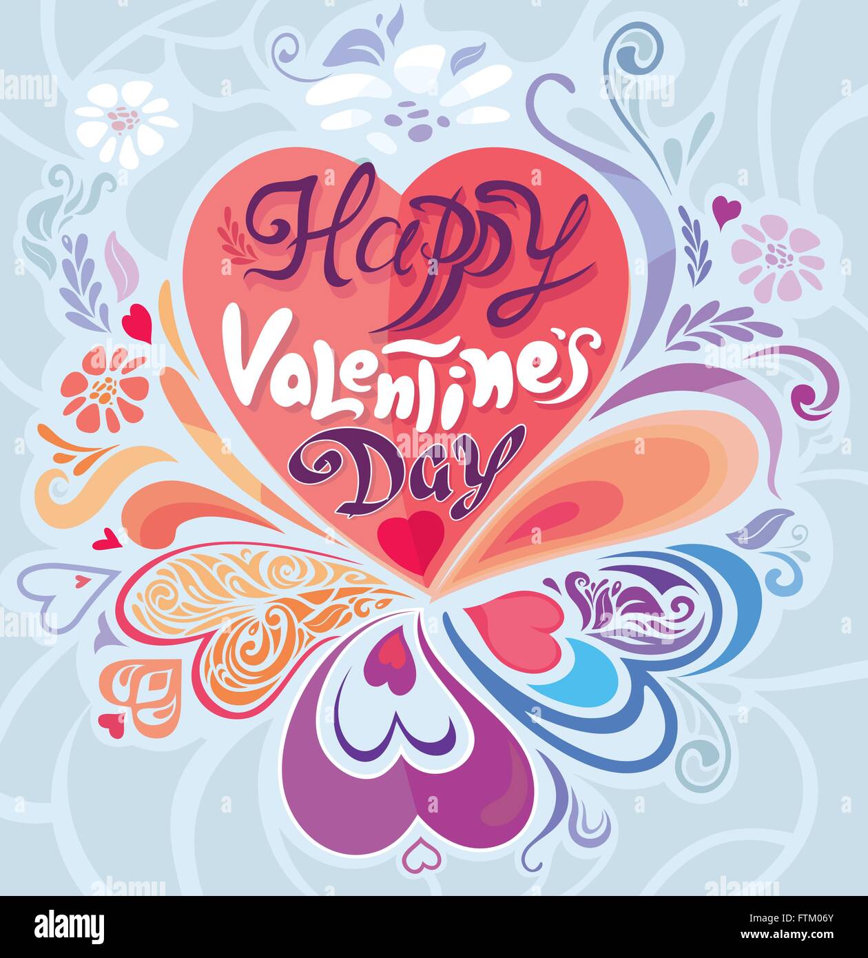 Retro Vintage décoration pastel vector Valentine's Day card design Illustration de Vecteur