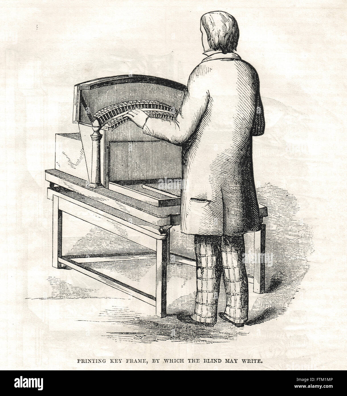 Impression d'image de la machine à écrire de Foucault pour les aveugles l'Exposition Universelle de 1851 Banque D'Images