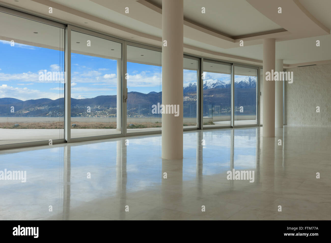 Architecture, salle vide d'un appartement moderne, en marbre Banque D'Images