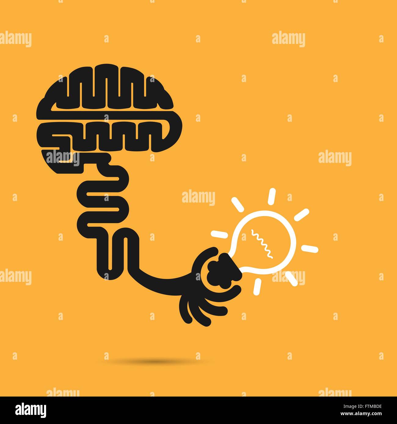 L'icône du cerveau et symbole de l'ampoule. Remue-méninges créatif et connaissances concept. Idée d'affaires et d'éducation, de l'innovation Illustration de Vecteur