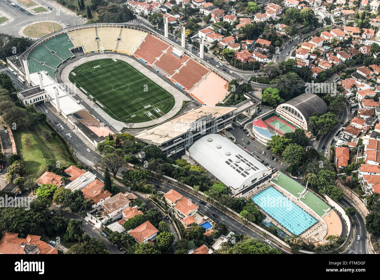 Vue aérienne de l'Estadio do Spotlight Pacaembu Banque D'Images