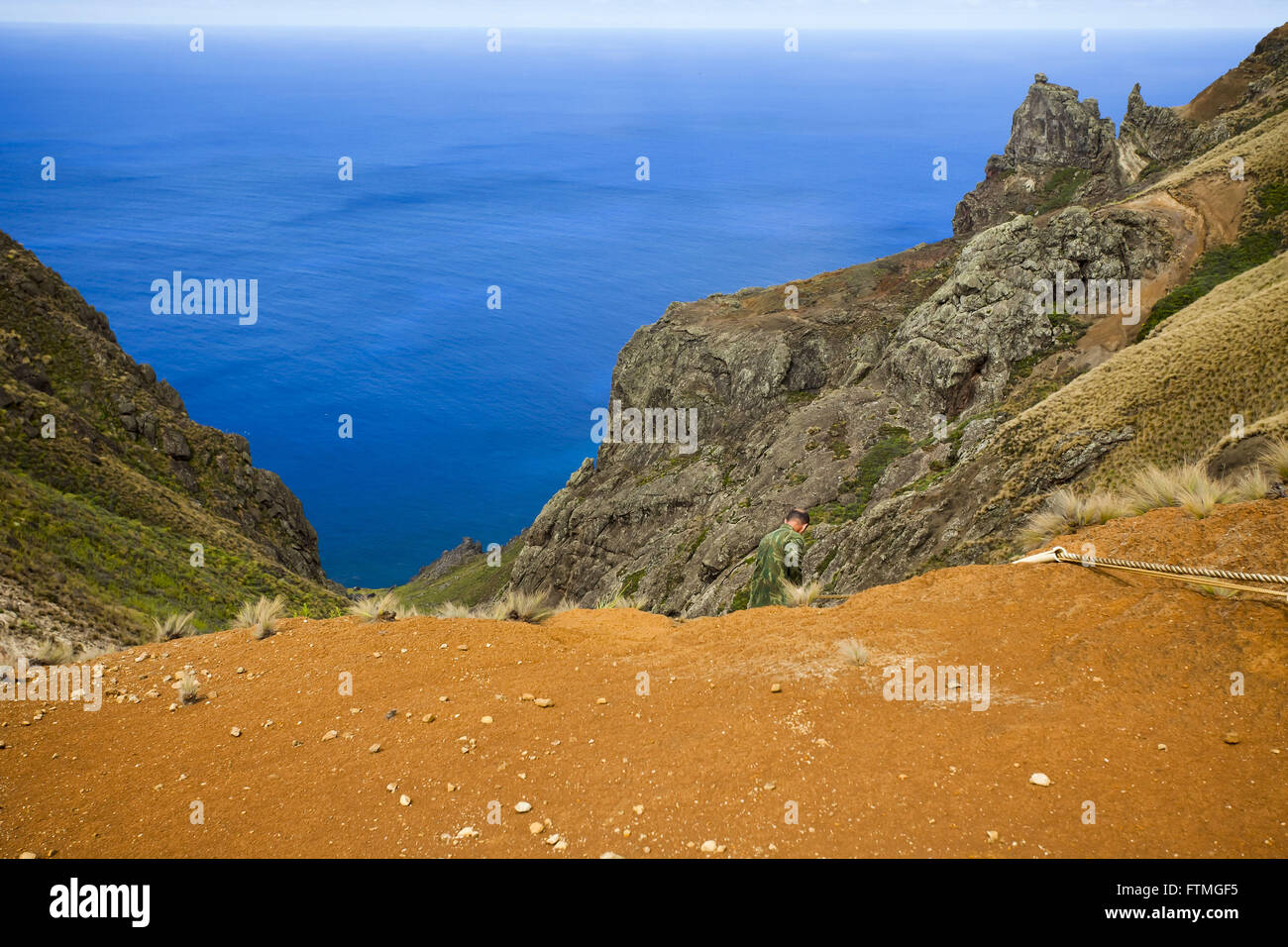 Paysage de l'île de Trinité avec l'océan Atlantique à l'arrière-plan Banque D'Images