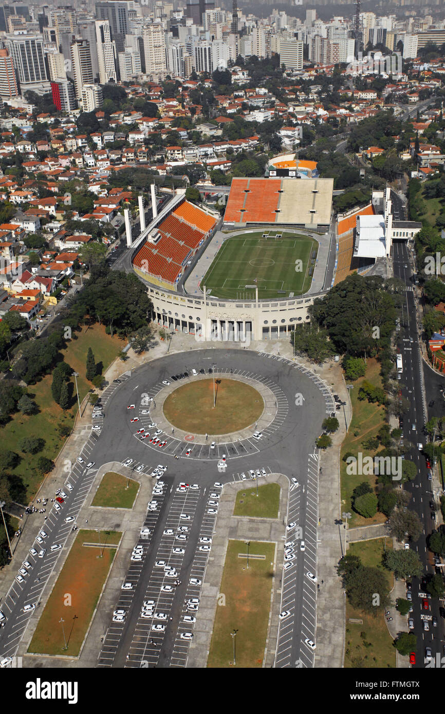 Vue aérienne de la ville de Sao Paulo - quartier Pacaembu Banque D'Images