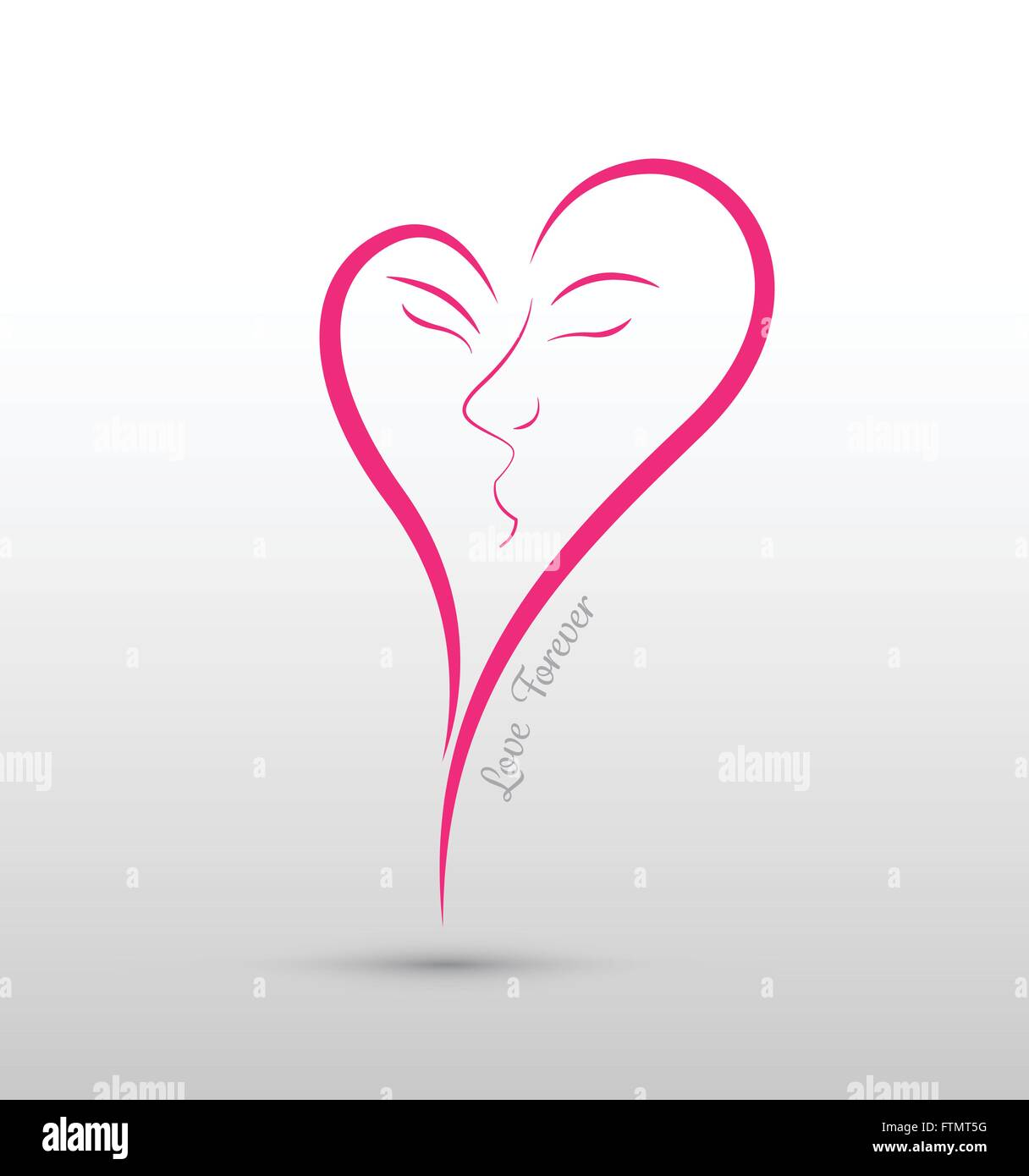 Baiser dans le Cœur. Vector illustration. Concept de l'amour pour toujours. Utiliser pour le mariage et la Saint-Valentin. Illustration de Vecteur