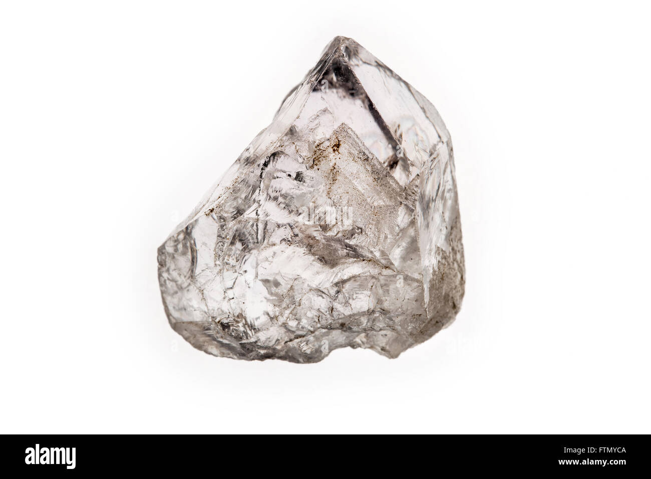 Spécimen de quartz sur fond blanc Banque D'Images