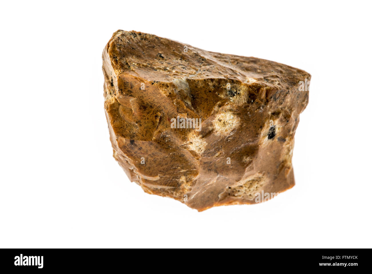 Spécimen de Jasper, opaque, impur variété de silice sur fond blanc Banque D'Images