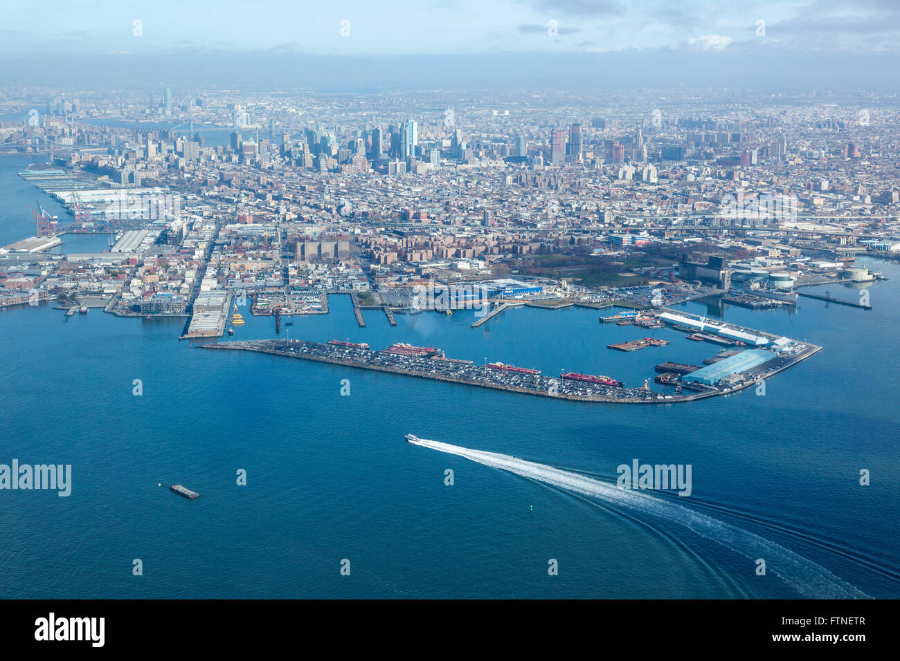 Vue sur New York depuis un hélicoptère, New York, États-Unis, États-Unis d'Amérique Banque D'Images