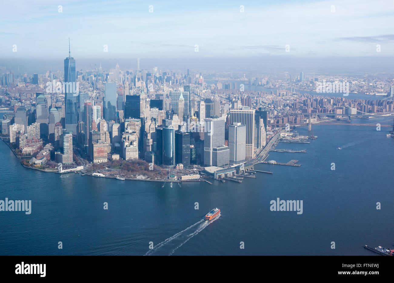 Vue sur New York depuis un hélicoptère, New York City, États-Unis, États-Unis d'Amérique Banque D'Images