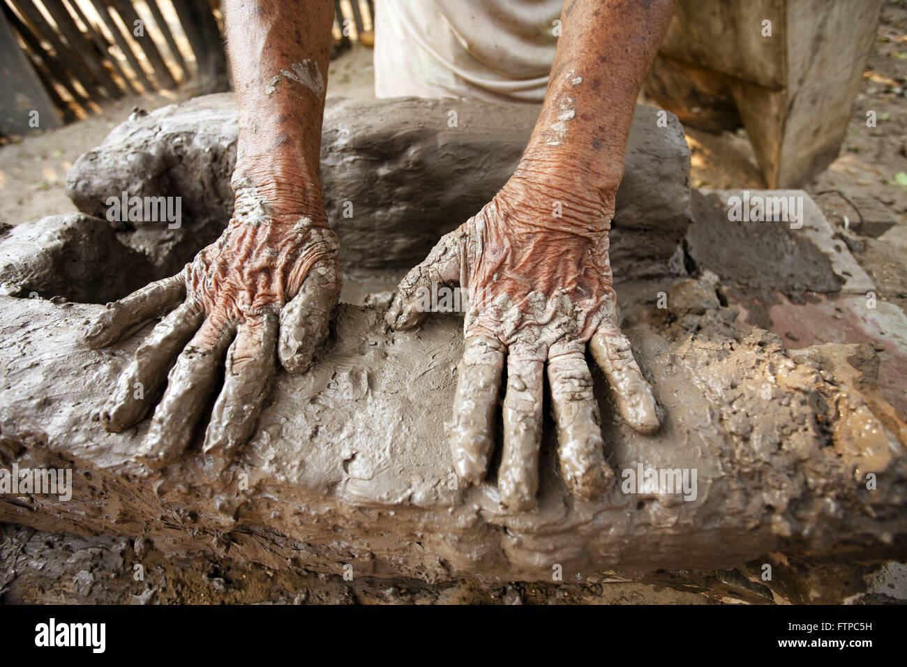 Bâtiment de la famille d'un poêle à bois dans chalet typique de zone humide à côté de la banque du fleuve Paraguay Banque D'Images