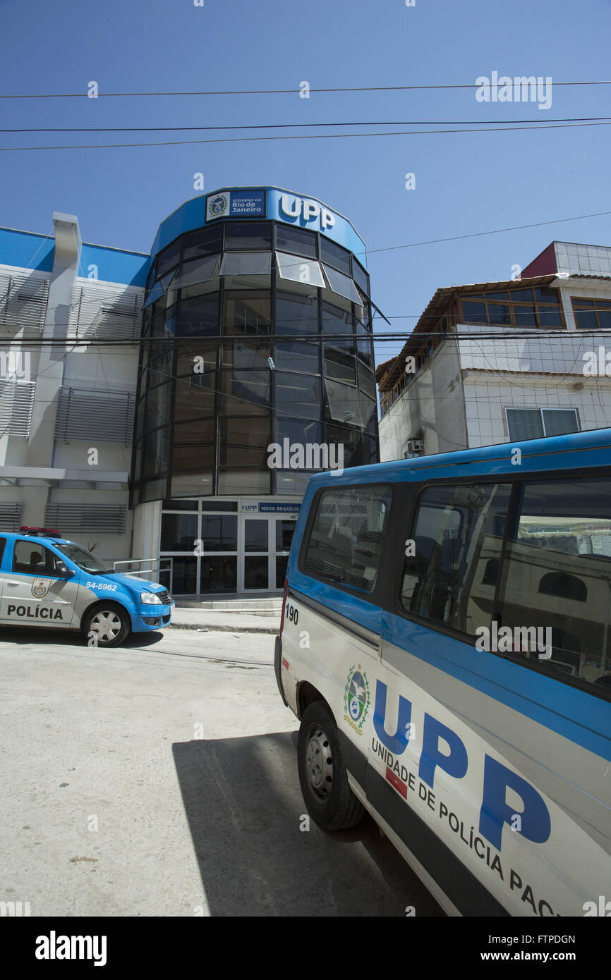 Visite de l'UPP - Unité de police de pacification de la communauté Brasilia au Complexo do Alemao Banque D'Images