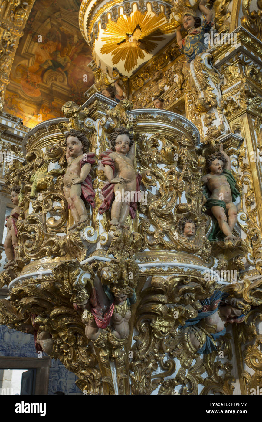 Détail de la chaire de l'église de Sao Francisco - or sculpté - construction de la dix-huitième siècle Banque D'Images