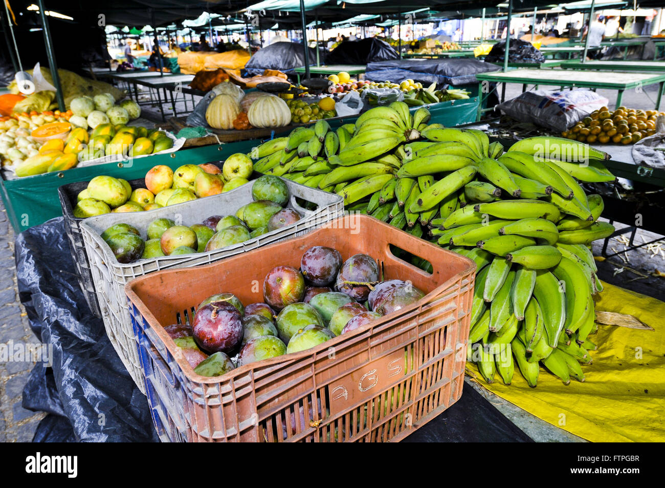 Voyage avec des fruits sur la rue de la Halle - la région rugueuse Banque D'Images