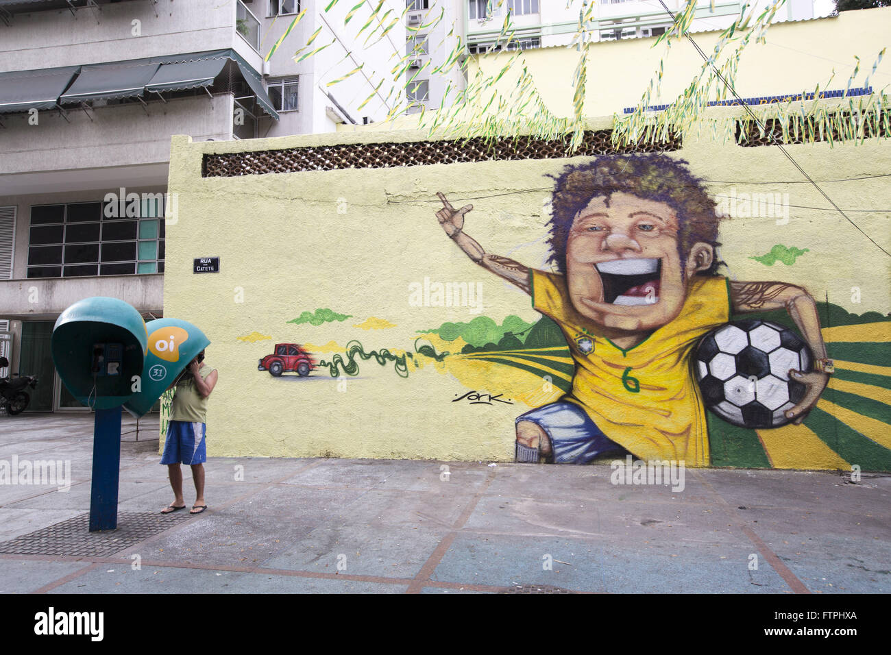 Wall Street à Cattete décoré pour la Coupe du Monde FIFA 2014 Banque D'Images