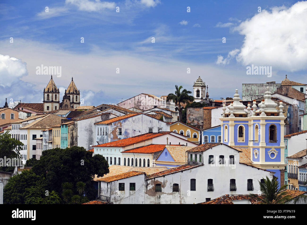 Vue supérieure du quartier Pelourinho à Salvador Banque D'Images