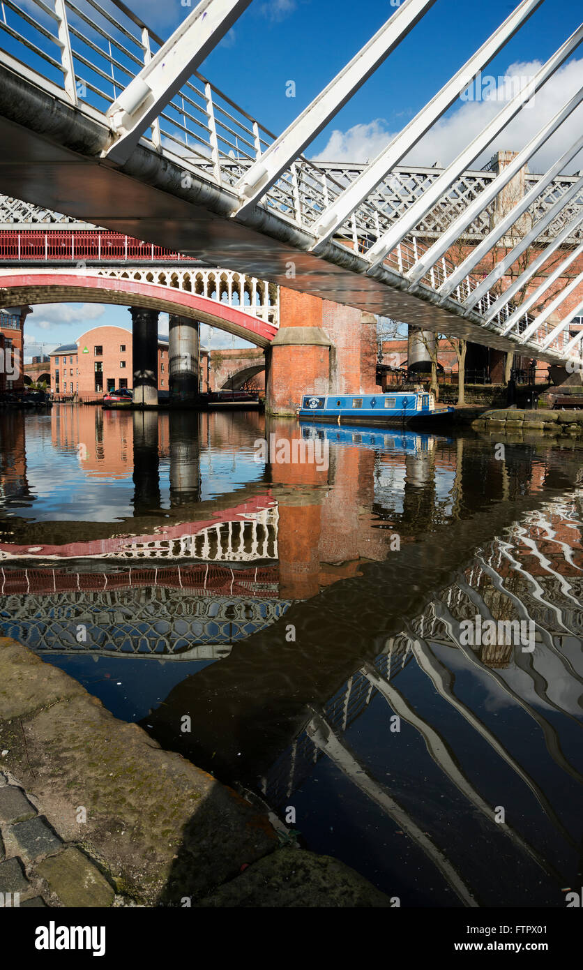 Pont canal de Bridgewater marchands Castlefields Manchester en Angleterre Banque D'Images