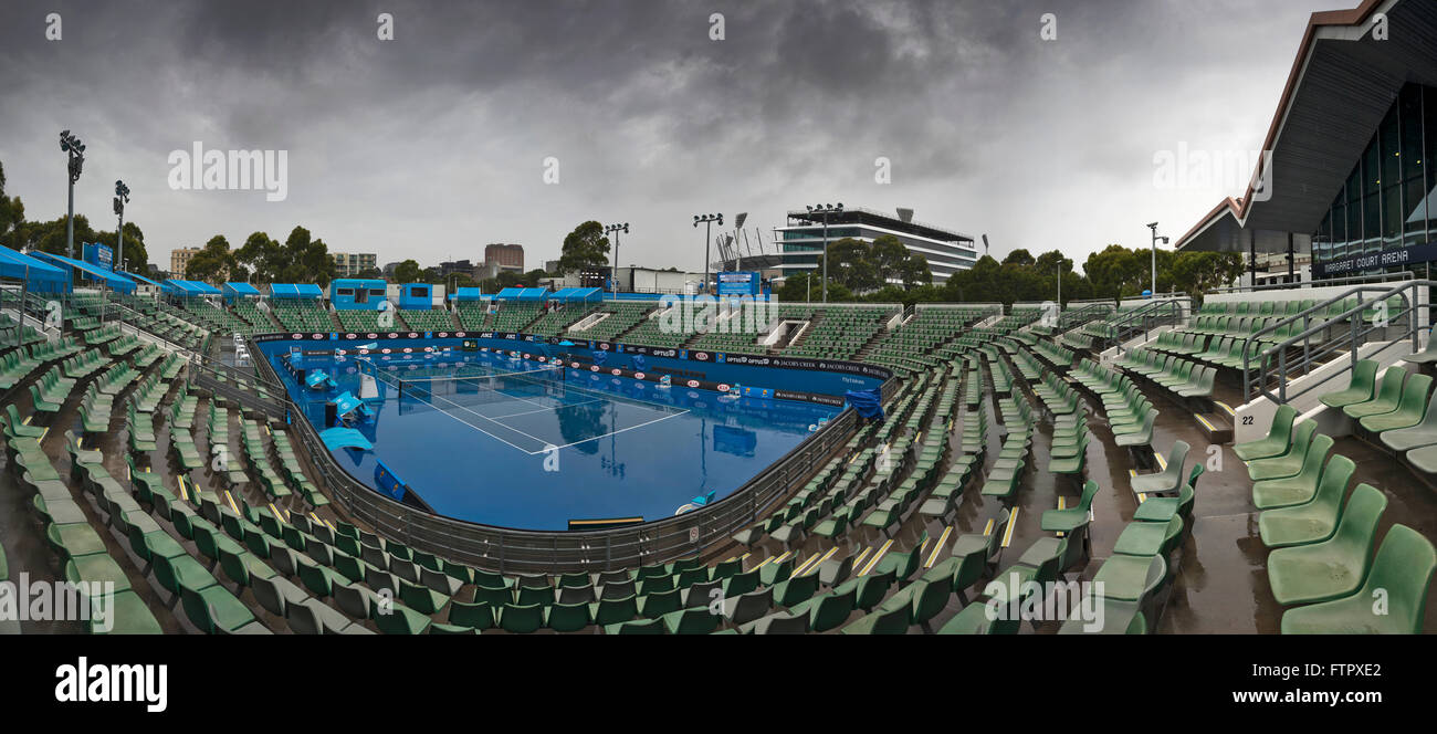 La pluie a cessé de jouer à l'open de tennis d'Australie, Melbourne Banque D'Images