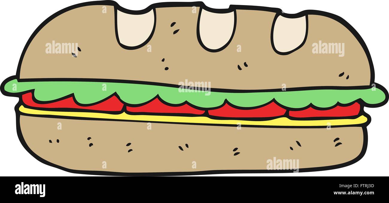 Sandwich énorme caricature dessinée à main levée Illustration de Vecteur