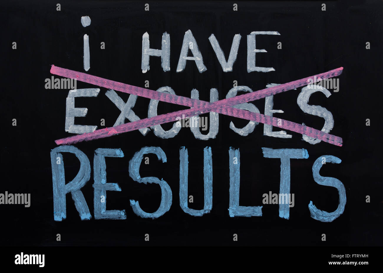 Pas d'excuses. Concept de motivation written on chalkboard Banque D'Images