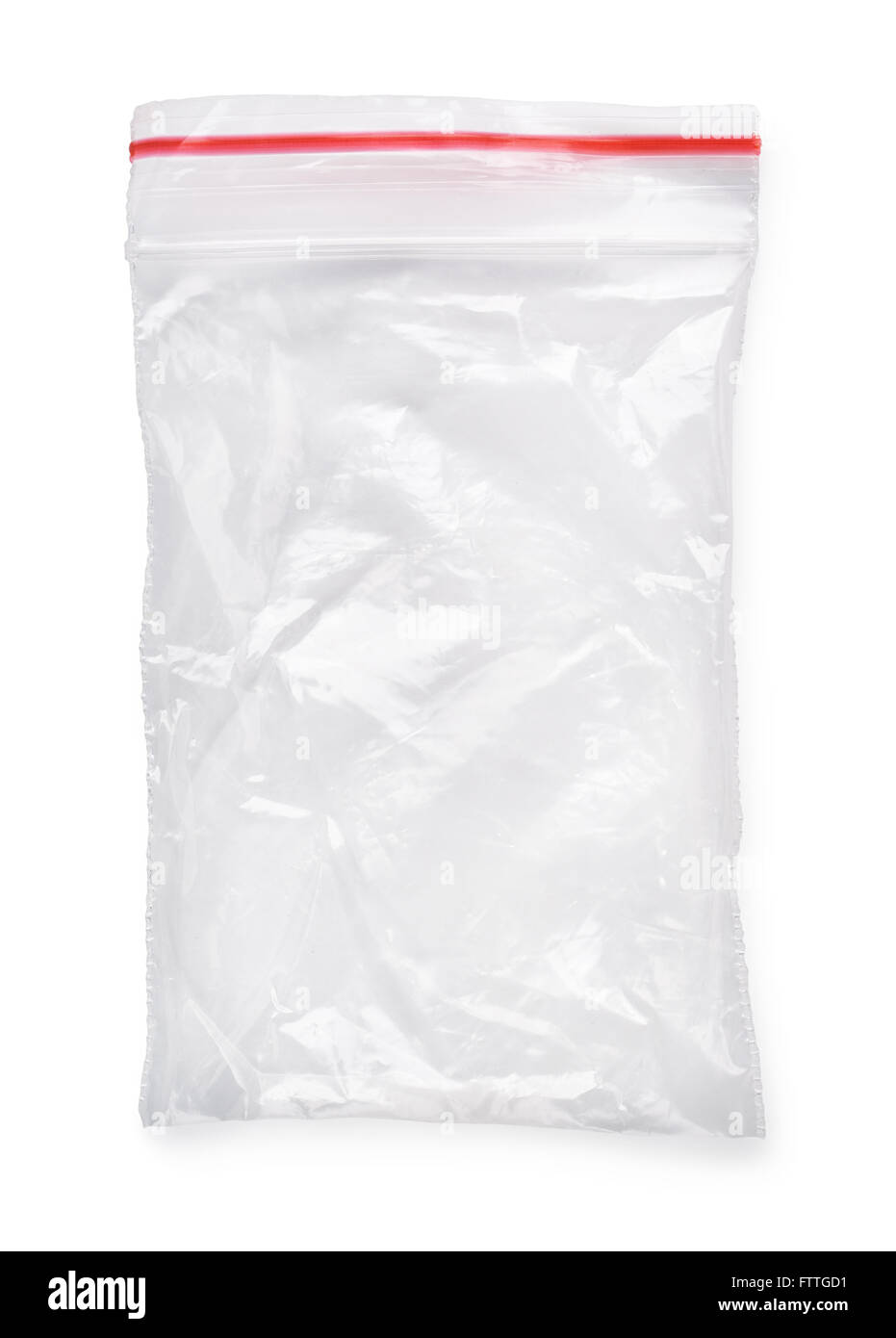 Sac ziplock clair utilisé isolated on white Banque D'Images