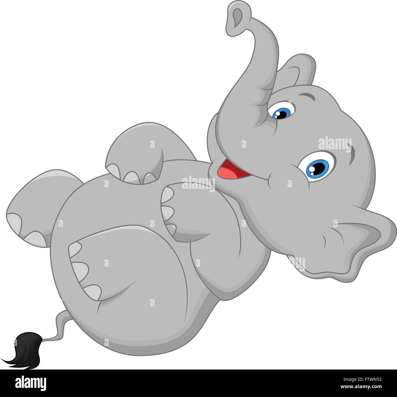 Cute cartoon éléphant gisant sur le sol Illustration de Vecteur