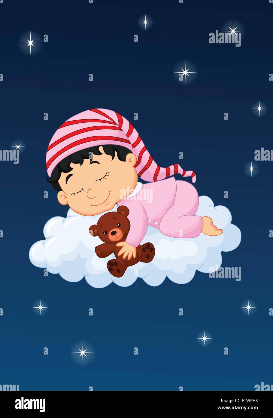 Bebe Dort Sur Le Cloud Image Vectorielle Stock Alamy
