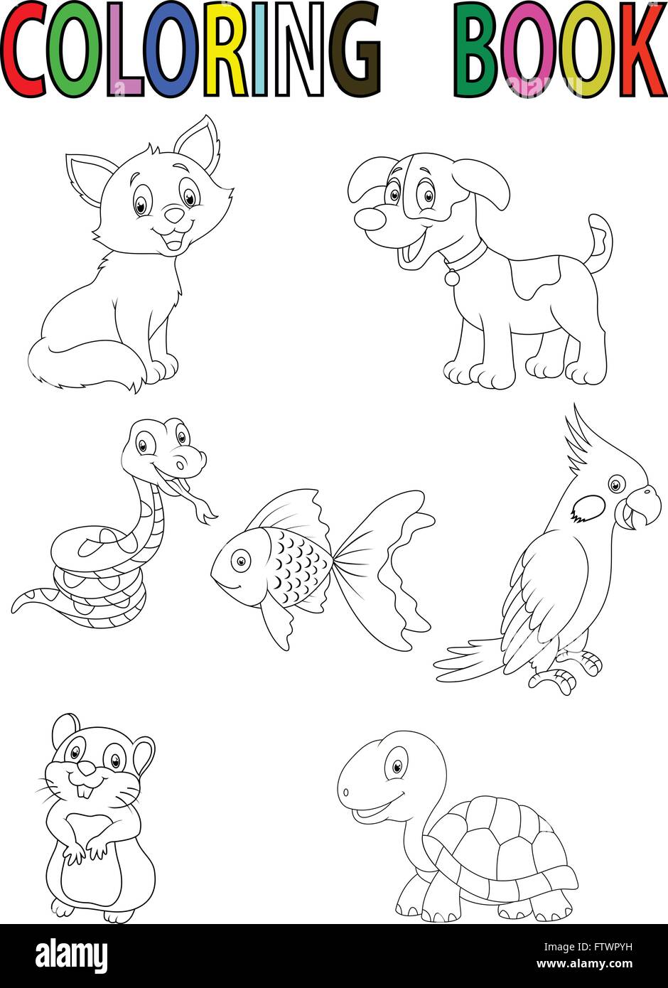 Cartoon animal Coloring Book Illustration de Vecteur