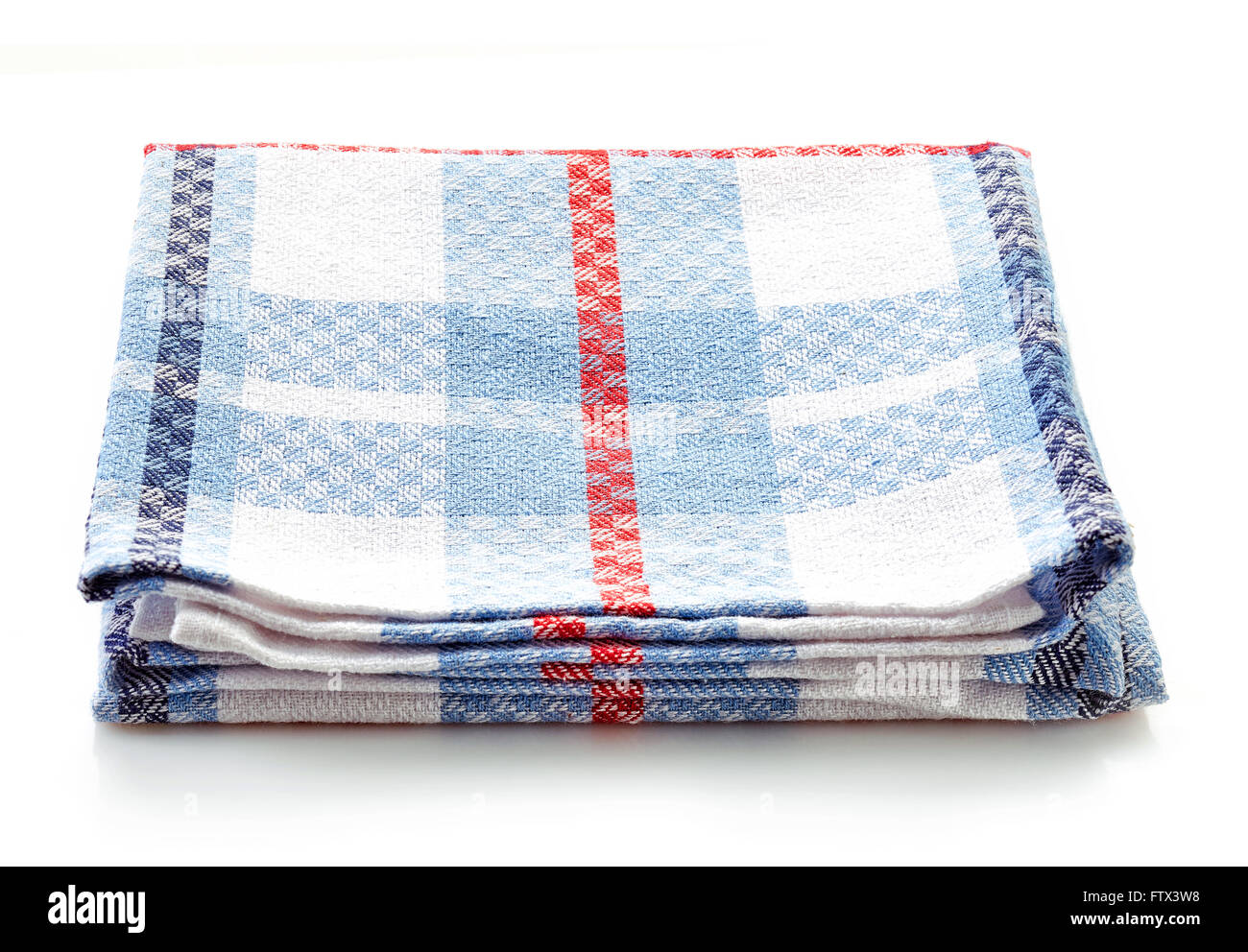Plaid serviette cuisine isolé sur fond blanc Banque D'Images