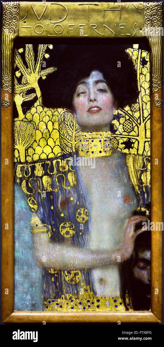 Judith et la tête d'Holopherne 1901 Gustav Klimt 1862 - 1918 peintre symboliste autrichien du mouvement de sécession Vienne Autriche ( Il représente le personnage biblique de Judith tenant la tête coupée d'Holopherne. ) Banque D'Images