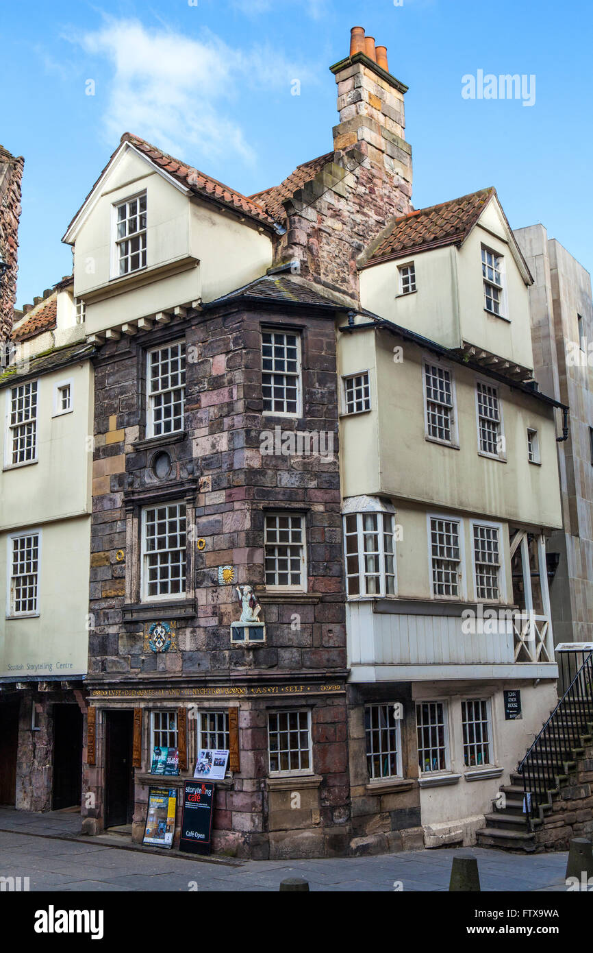 Le but de John Knox House sur le Royal Mile d'Édimbourg, en Écosse. Banque D'Images