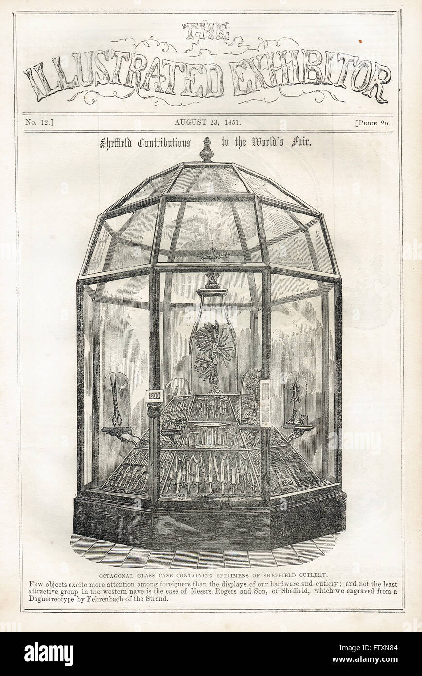 Rogers & Fils, la coutellerie de Sheffield cas octogonale, l'Exposition Universelle de 1851 Banque D'Images