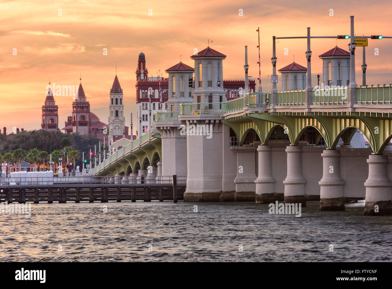 Saint Augustine, Floride, USA Skyline at Pont de Lions. Banque D'Images