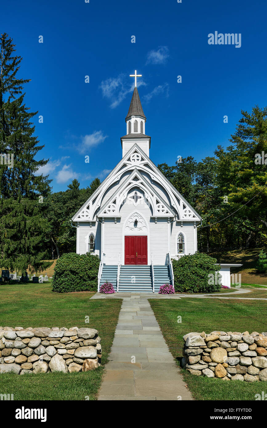 Église de campagne, West Cornwall, Connecticut, Etats-Unis Banque D'Images