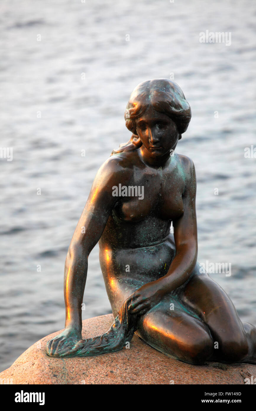 Statue de la sirène de Langelinie, Copenhague, Danemark Banque D'Images