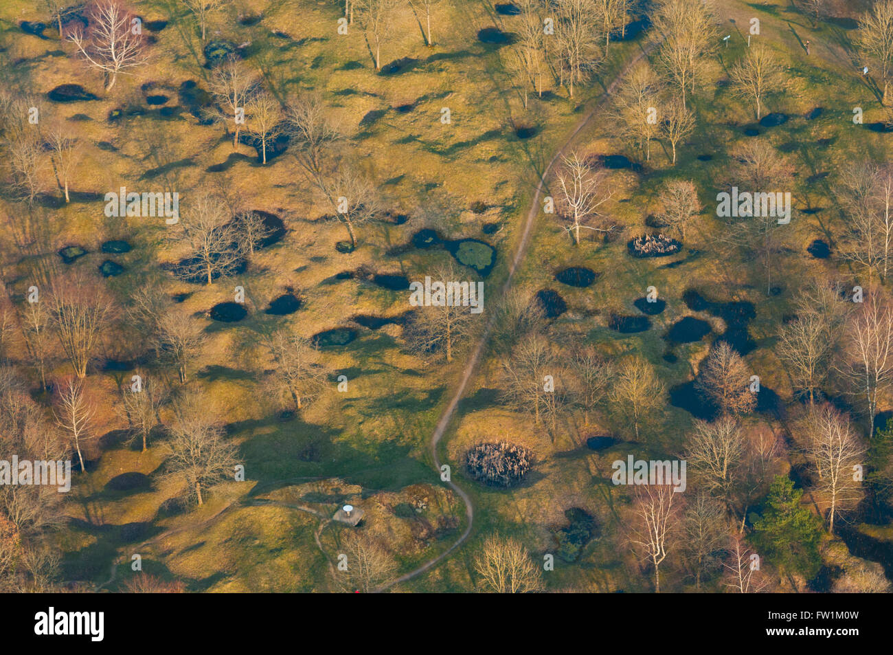 Meuse (55), Verdun, champs de batailles de la 1ere Guerre mondiale, anciens crateres d'obus prés de l'ouvrage de Thiaumont s (vue Banque D'Images