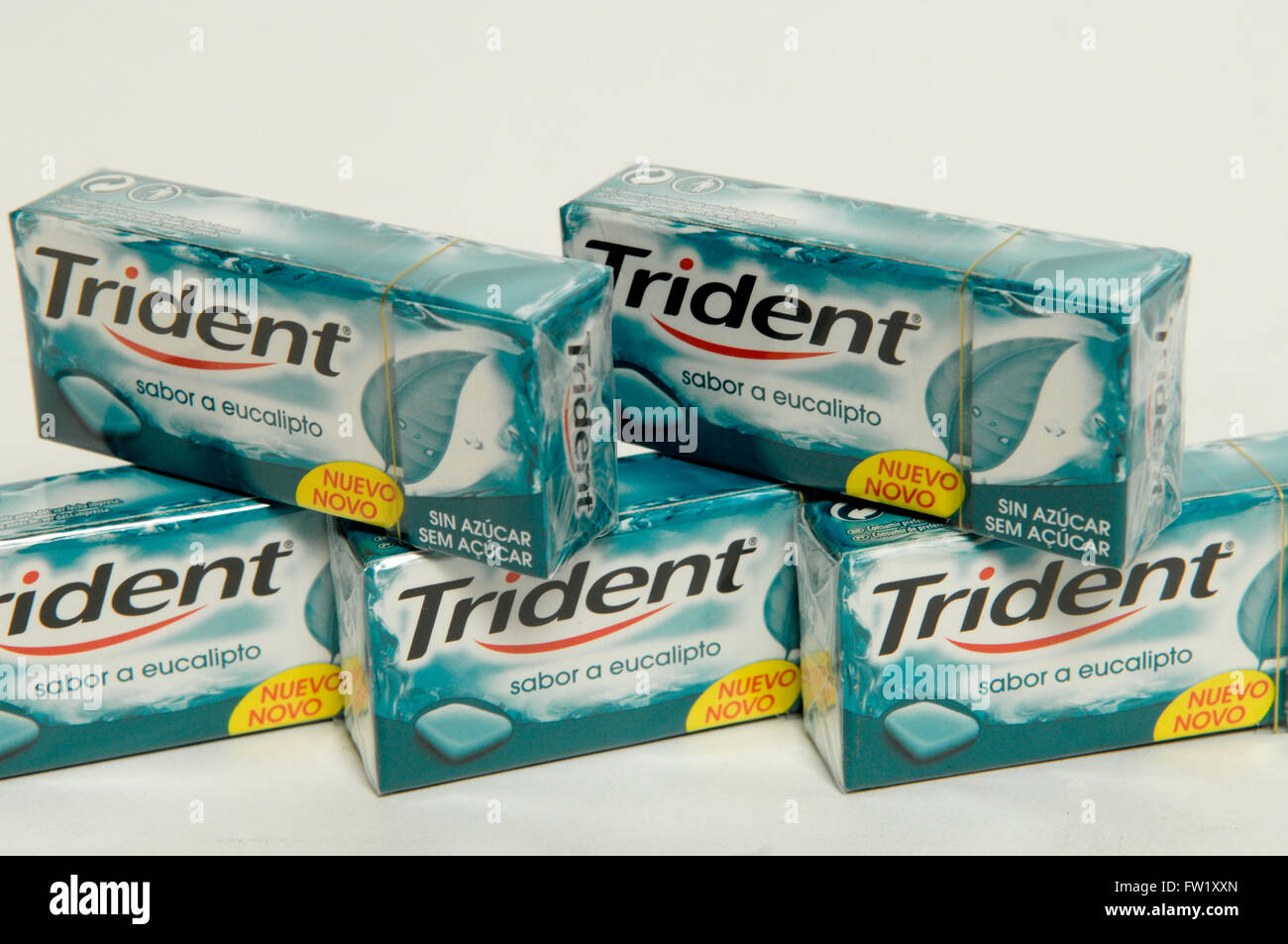 Trident est une marque de chewing-gum sans sucre. Il a été introduit par Cadbury au Royaume-Uni. Banque D'Images
